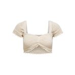 ONLY, Kadın, ONLSUMMER LIFE CROPPED S/S TOP EX KNT, Kazak, Ekru, M