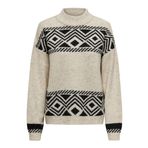 ONLY Kadın Onlvictoria L/S yüksek yaka kazak KNT örgü kazak, Pumice Stone/Desen: Siyah jakarlı, XS