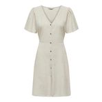 ONLY Kadın Onlvita Life Linen S/S Kısa Elbise WVN Regular Fit Elbise Bel ve Hacimli Kollu Kesim, Pomza taşı, S
