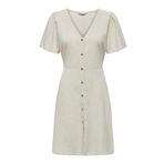 ONLY Kadın Onlvita Life Linen S/S Kısa Elbise WVN Regular Fit Elbise Bel ve Hacimli Kollu Kesim, Pomza taşı, XS