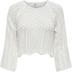 Only Kadın Örme Detaylı Beyaz Crop Kazak - 15233173 - XL