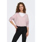 Only Kadın Oversize V Yaka Basic Kazak - 15340735 - Pembe - XS