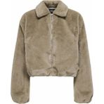 Only Kadın Peluş Fermuarlı Kahverengi Ceket - 15348987 - XL