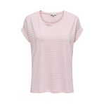 ONLY Kadin Pembe Onlmoster Stripe S/s O-neck Top Jrs Noos T-shirt 15206243-Pinklady
