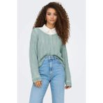 Only Kadın Regular Fit V Yaka Mavi Örme Kazak - 15339529 - XL