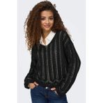 Only Kadın Regular Fit V Yaka Siyah Örme Kazak - 15339529 - XL