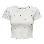 ONLY Kadın T-Shirt ONLFENJA LIFE, Kısa Kollu, Palmiye Desenli, Krem Yeşil, L Beden