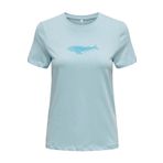 ONLY Kadın Tişört ONLBESS LIFE REG S/S ANIMAL TOP BOX JRS. Açık Mavi XS