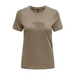 ONLY Kadın Tişört ONLBESS LIFE REG S/S ANIMAL TOP BOX JRS. Toprak Rengi S