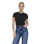ONLY Kadın Tişört ONLELINA S/S O-NECK SHORT TOP JRS NOOS Siyah L