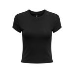ONLY Kadın Tişört ONLELINA S/S O-NECK SHORT TOP JRS NOOS Siyah S