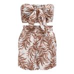 ONLY Kadın Tişört ONLMIRA BANDEAU TOP & SHORTS SET Kirli Beyaz M