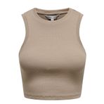 ONLY Kadın Tişört ONLVILMA S/L CROPPED TANK TOP JRS NOOS Kahve M