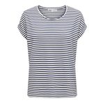 ONLY Kadın üst normal kesim yuvarlak yaka derin omuz tişörtü, Cloud Dancer/Stripes: naval Academy, XL