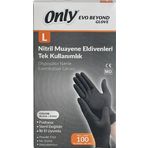 Only L 100 Lü Siyah Pudrasız Nitril Eldiven