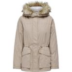 Only Lucıa Kadın Parka 15293847 Uzun Kol Midi Boy Düz Desenli Fonksiyonel Tasarım - Haki - XS