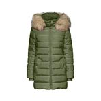 Only New Camilla Quilt Fur Hood Coat Kadın Haki Kapüşonlu Mont, Haki, S