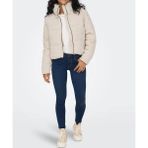 Only New Dolly Corduroy Kadın Krem Mont , Yüksek Yakalı Fitilli Krem Mont ,standart Kalıp Kadın Mont