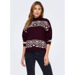 Only O Yaka Rahat Desenli Bordo Kadın Kazak Onlvıctorıa L/s Pullover Knt Noos