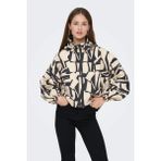 Only Onlbetty Bat Sleeve Kadın Desenli Ceket Oversize - Bej - XL