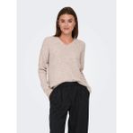 Only Onlcamilla V-Neck L/s Pullover Knt Noos Kadın Kazak 15204588 - Taş