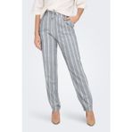 Only Onlcaro-Poptrash Keten Karışımlı Comfort Fit Normal Bel Düz Paça Bayan Pantolon 15278710 MAVİ-KREM