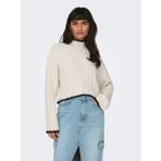 Only Onlchick Stitch Ls Highneck Knt Noos Kadın Kazak 15329963 Detail:pumice Stone/black - Açık Taş - Siyah