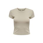 Only ONLELINA S/S O-NECK SHORT TOP JRS NOOS Kadın Bej Bluz - 15320229