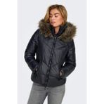 Only Onlfever Regular Fit Tüylü Kapüşonlu Şişme Mont Bayan Mont 15322003 - Siyah - XL