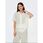 ONLY ONLFREYA S/S POLO CARDIGAN JRS Kadın Beyaz Hırka - 15349327