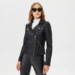 Only Onlgemma Kadın Deri Mont Siyah 15153079 Uzun Kol Günlük Stil Cepli Model - 44