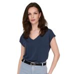 ONLY Onlhannah V-Yaka Kısa Kollu T-Shirt, M, 15326642, Mavi, Kadın