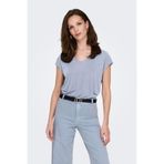 ONLY Onlhannah V-Yaka Kısa Kollu T-Shirt, XS, 15326642, Mavi, Kadın