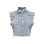 Only Onlhollywood Crystal Dnm Vest Red Cro Kadın Light Blue Denim Yelek - 15341021