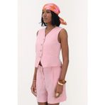 Only Onlita % 100 Pamuk Regular Fit V Yaka Bayan Yelek 15370277 PEMBE