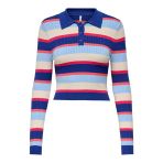 Only Onlkarol Ls Crop Rıb Button Polo Cc Knt Kadın Mavi Kazak - O15340979
