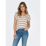ONLY ONLLIRA LIFE S/S V-NECK TOP JRS NOOS Kadın Kahverengi Bluz - 15252103