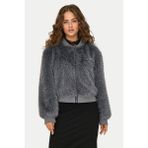 Only Onlmanny Regular Fit Kolej Yaka Yumuşak Tüylü Mont Bayan Mont 15322405 - Kömür