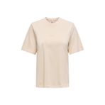 ONLY Onlmoody Life S/S Word Top Box Jrs Bej T-Shirt, L, 15343277, krem, Kadın