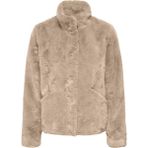 Only Onlnewvıda Bej Renkli Kadın Faux Fur Ceket Uzun Kollu Dik Yaka Günlük Stil - XS