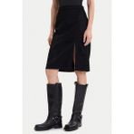 Only Onloline Regular Fit Suni Deri Yırtmaçlı Etek Bayan Etek 15357433 - Siyah