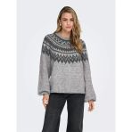 Only Onlreykja Ls O-Neck Knt Kadın Gri Kazak - 15353221