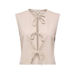 Only Onlsakura Regular Fit Yuvarlak Yaka Bağlama Detaylı Bayan Yelek 15366877 AÇIK BEJ