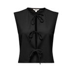 Only Onlsakura Regular Fit Yuvarlak Yaka Bağlama Detaylı Bayan Yelek 15366877 SİYAH