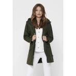 Only Onlsally Su Geçirmez Kapüşonlu Fermuar ve Çıtçıt Kapamalı Regular Fit Mont Bayan Mont 15206116 - Açık Yeşil