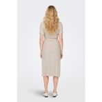Only Onlsiesta Keten Karışımlı Regular Fit V Yaka Midi Boy Cepli Bayan Elbise 15347210 BEJ