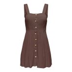 Only Onlsıesta Lınen Bl Short Strap Dress Pnt Kadın Kahverengi Elbise - 15370390