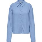 Only Onlsolvi Keten Karışımlı Comfort Fit Düz Yaka Gömlek Bayan Gömlek 15338695 - Mavi