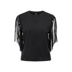 ONLY ONLZINNA S/S FRINGE TOP BOX JRS Kadın Siyah Bluz - 15325262