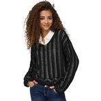 ONLY Regular Fit V Yaka Örme Kazak, M, 15339529, Black, Kadın